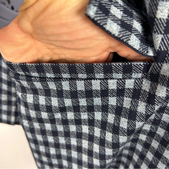 Cabi Checkup Gingham Longline Gold Button Blazer Jacket Medium Navy - Picture 11 of 14